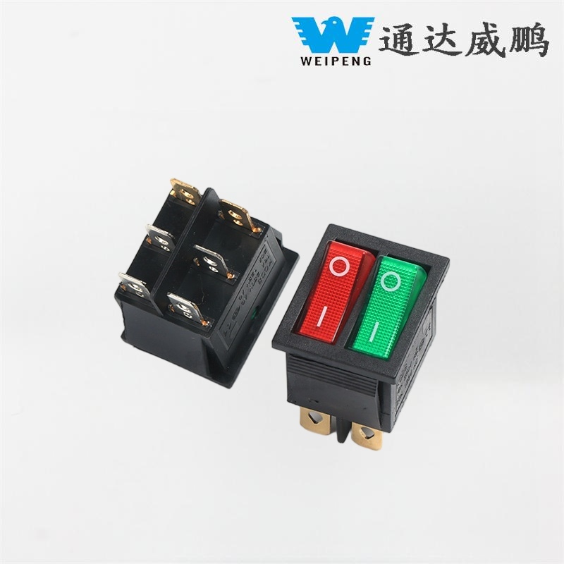Kcd4 Double Rocker Boat Switch 6 tihvti punase ja rohelise tulega